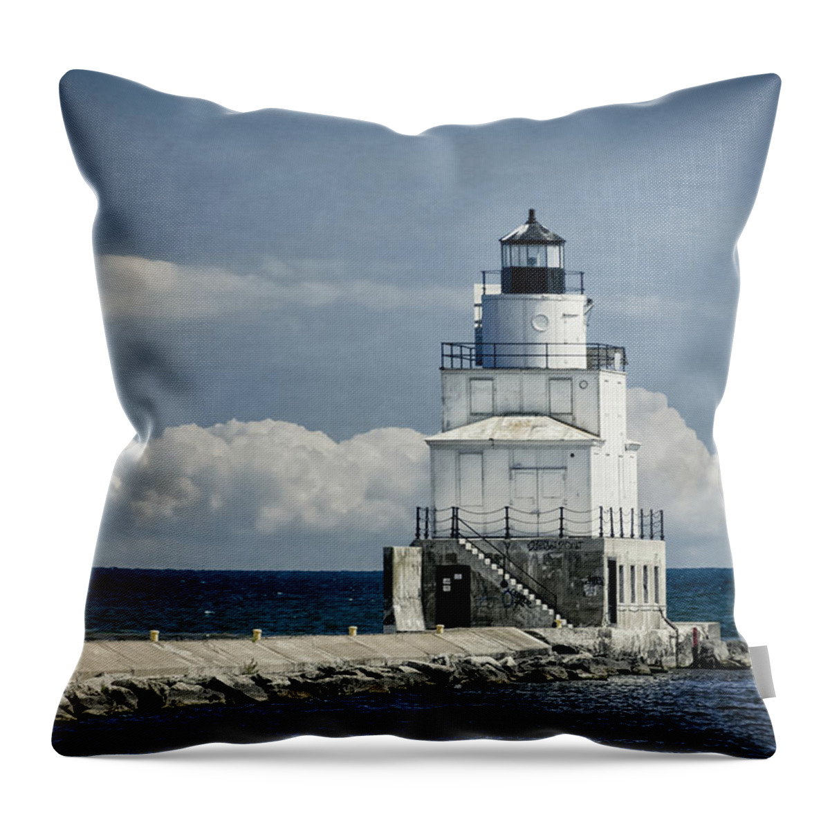 Architecture Throw Pillow featuring the photograph Manitowoc Breakwater Lighthouse by Joan Carroll