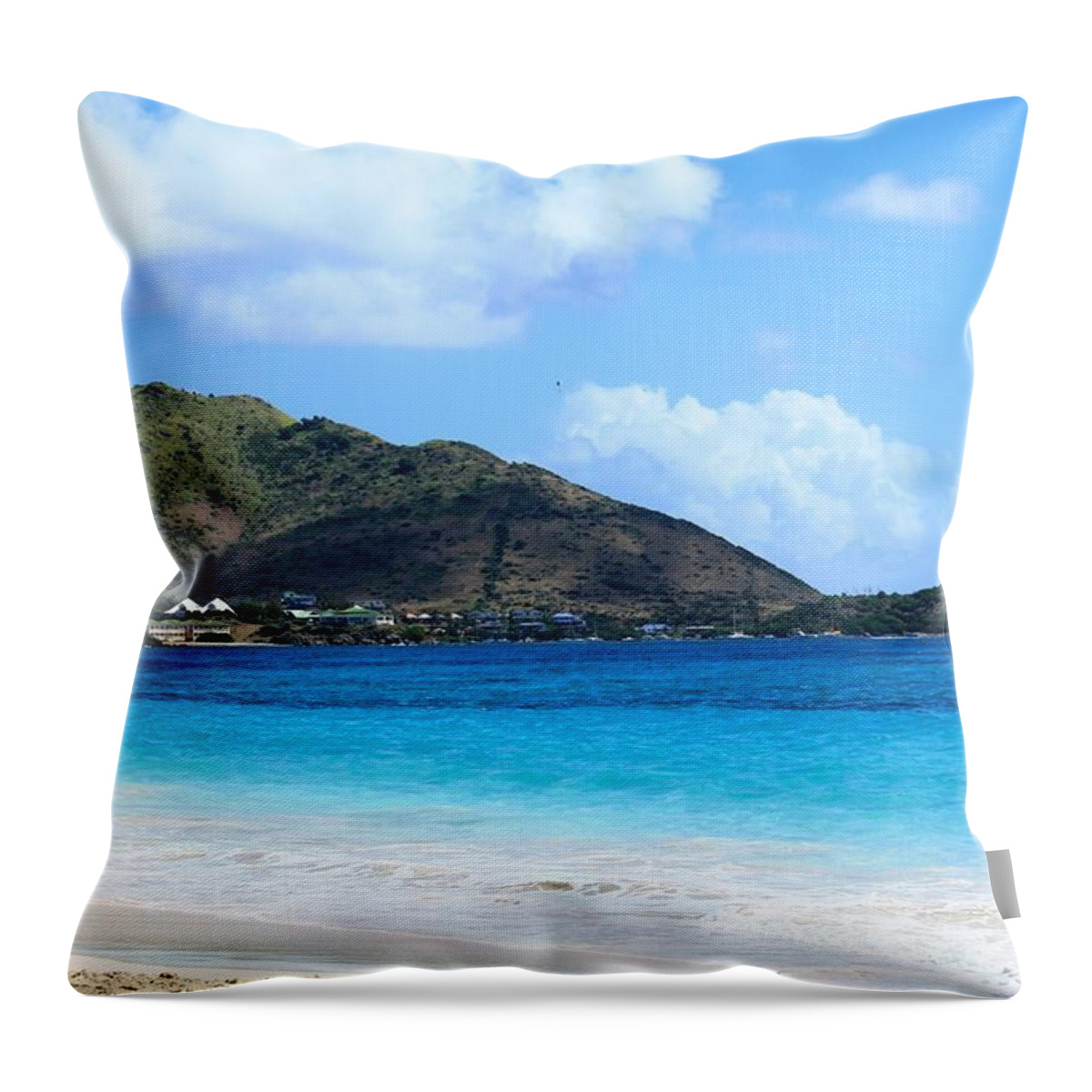 St. Maarten Throw Pillow featuring the photograph Many Blues by Catie Canetti