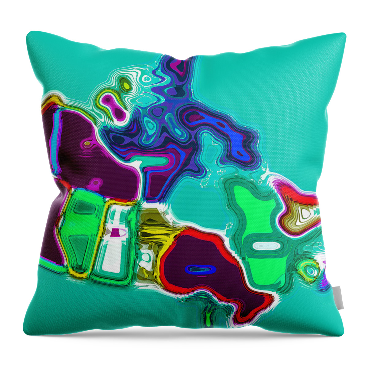 Shiny Throw Pillow featuring the painting Map of Canada digital painting by Eti Reid