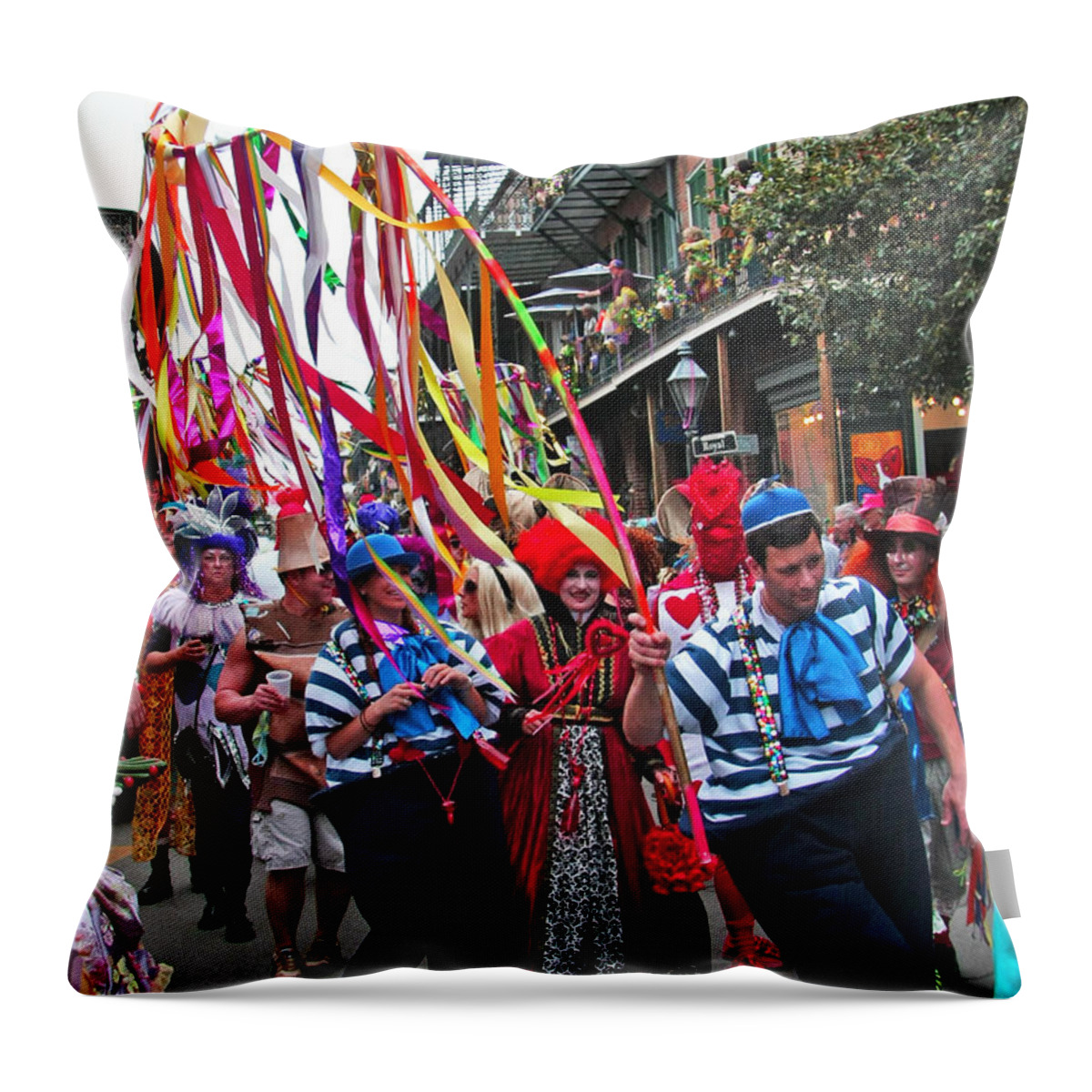 Mardi Gras Photo Throw Pillow featuring the photograph Mardi Gras in New Orleans by Luana K Perez