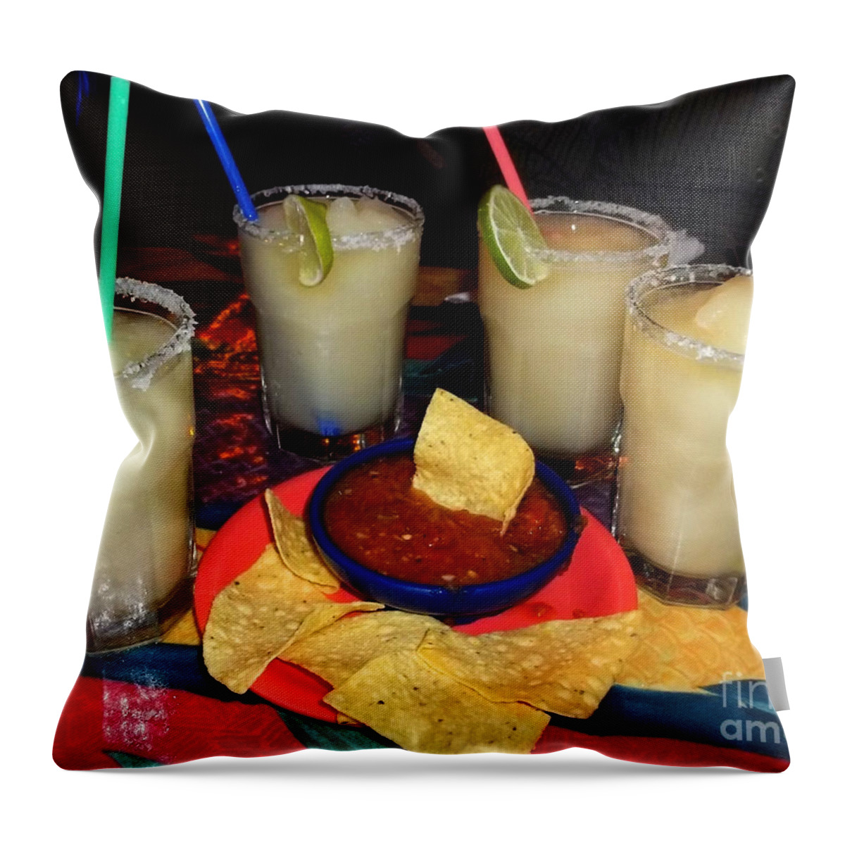 Margaritas Throw Pillow featuring the photograph Margarita Time by Nancy Mueller