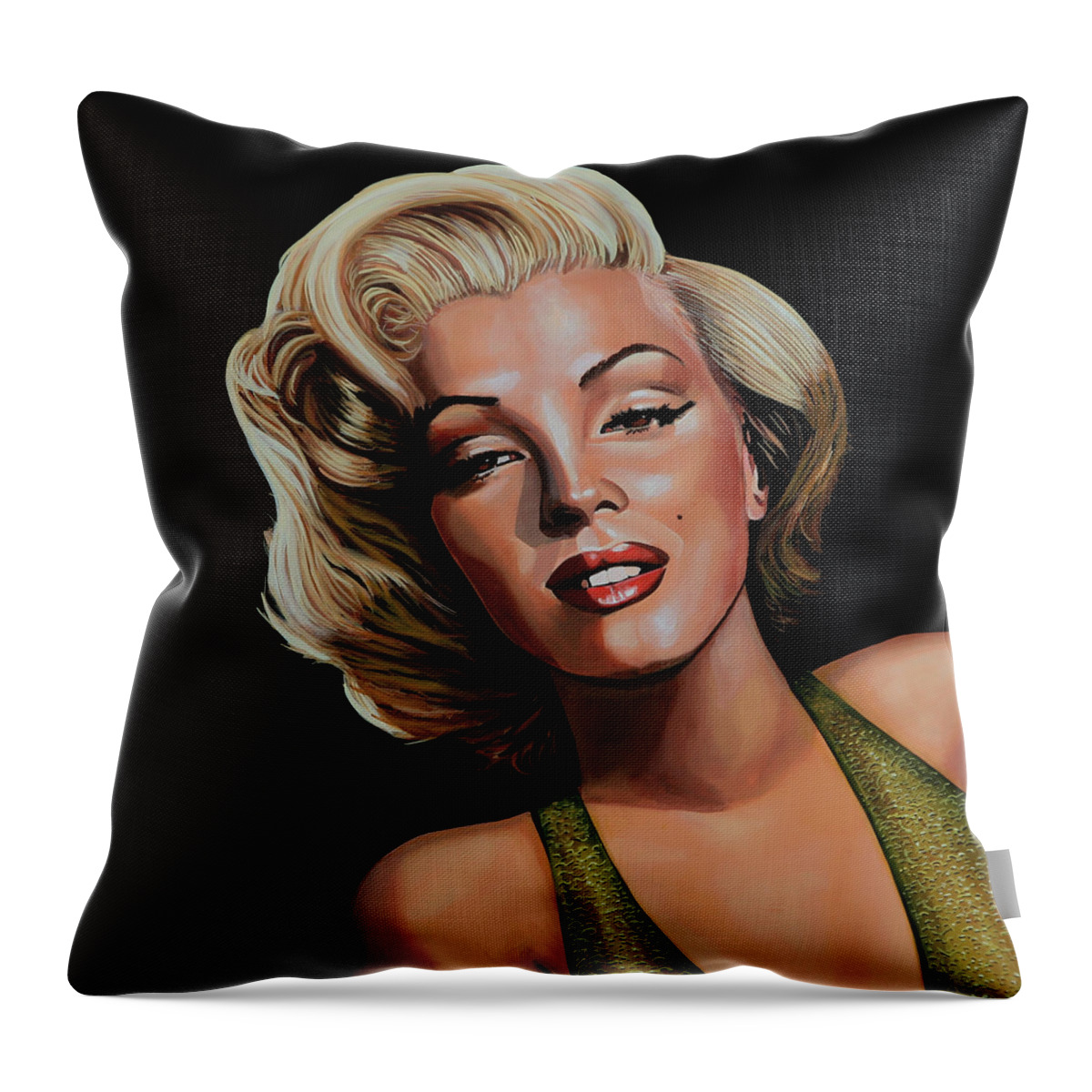 Marilyn Monroe Throw Pillow featuring the painting Marilyn Monroe 2 by Paul Meijering
