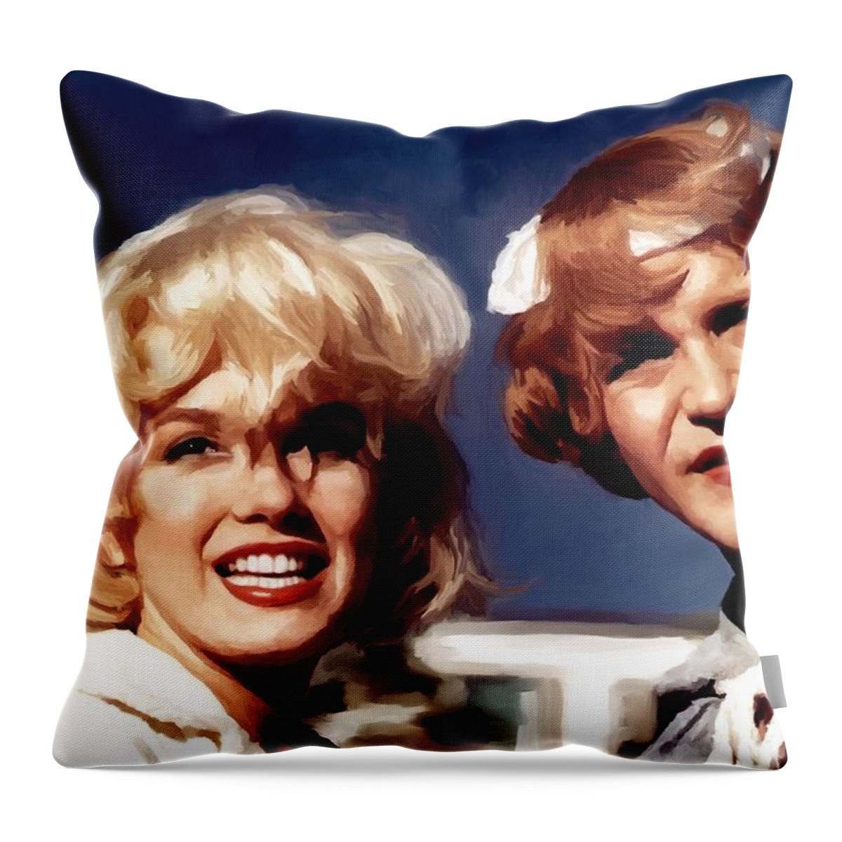 Marilyn Monroe Throw Pillow featuring the digital art Marilyn Monroe and Jack Lemon Portrait by Gabriel T Toro