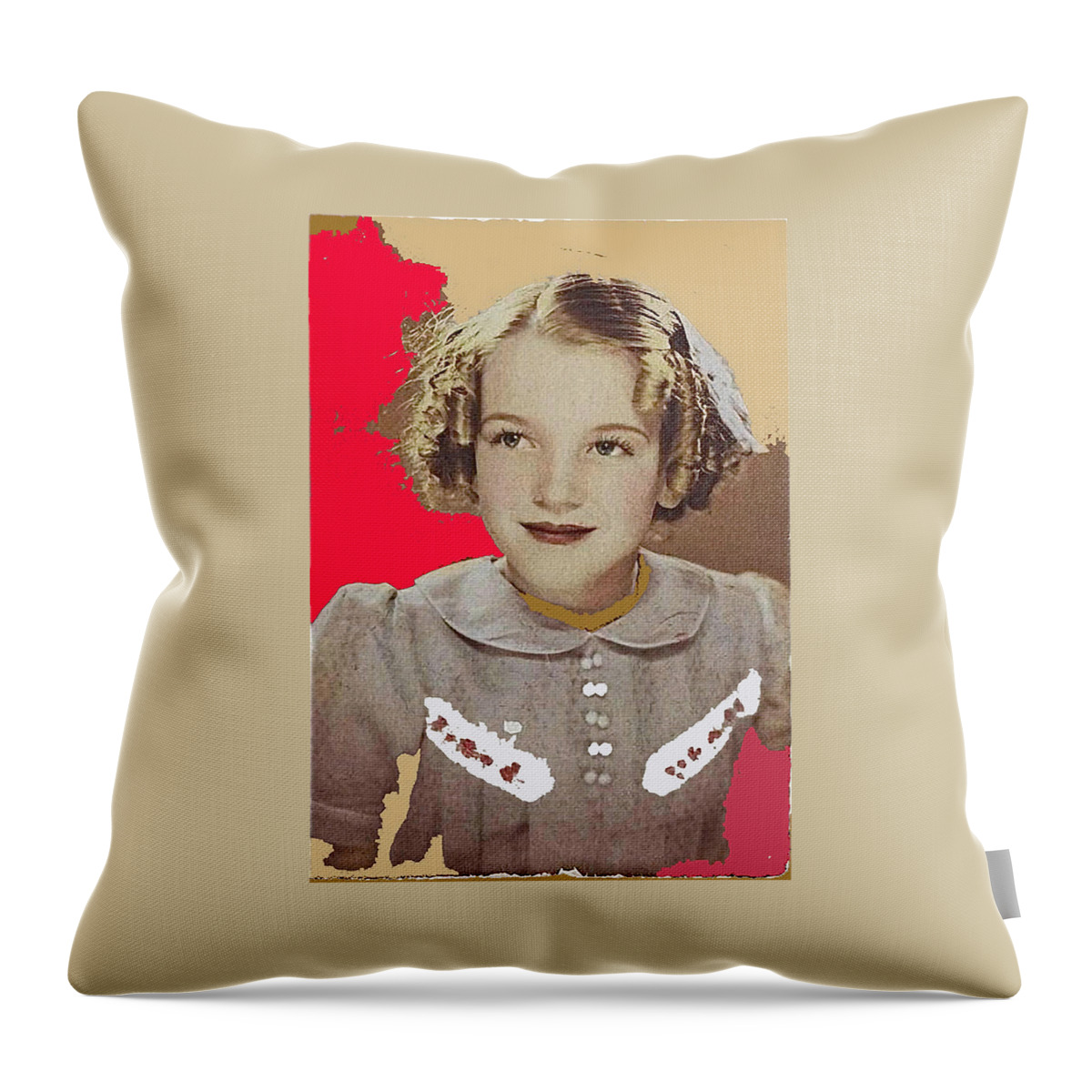 Marilyn Monroe As A Child Color Added Throw Pillow featuring the photograph Marilyn Monroe as a child c. 1936-2013 by David Lee Guss