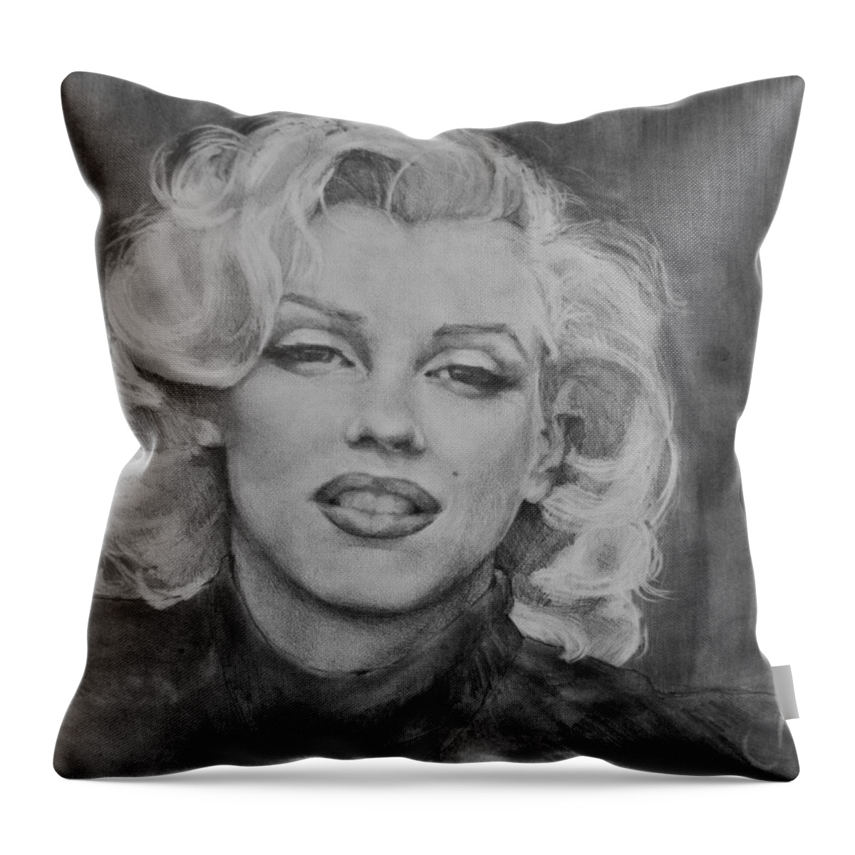 Marilyn Monroe Throw Pillow featuring the painting Marilyn Monroe by Jani Freimann