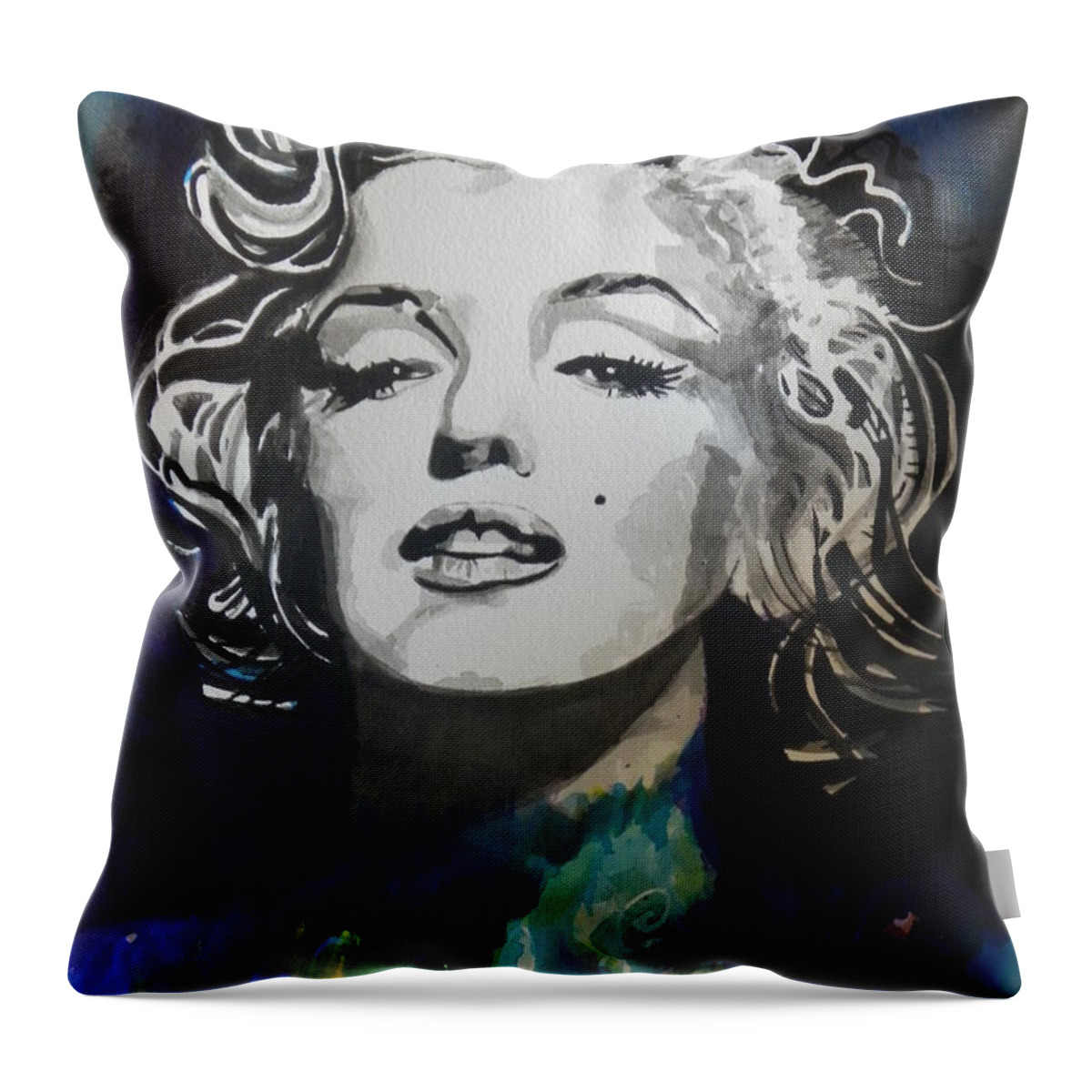 Watercolor Painting Throw Pillow featuring the painting Marilyn Monroe..2 by Chrisann Ellis