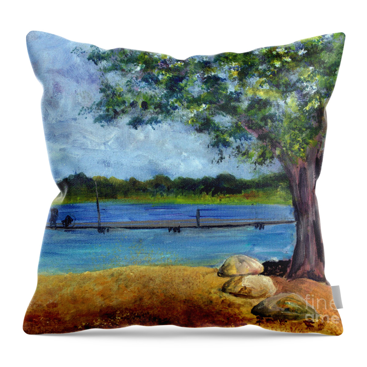 Beauty Throw Pillow featuring the painting Marina at Ocean Inlet in Boynton Beach by Donna Walsh