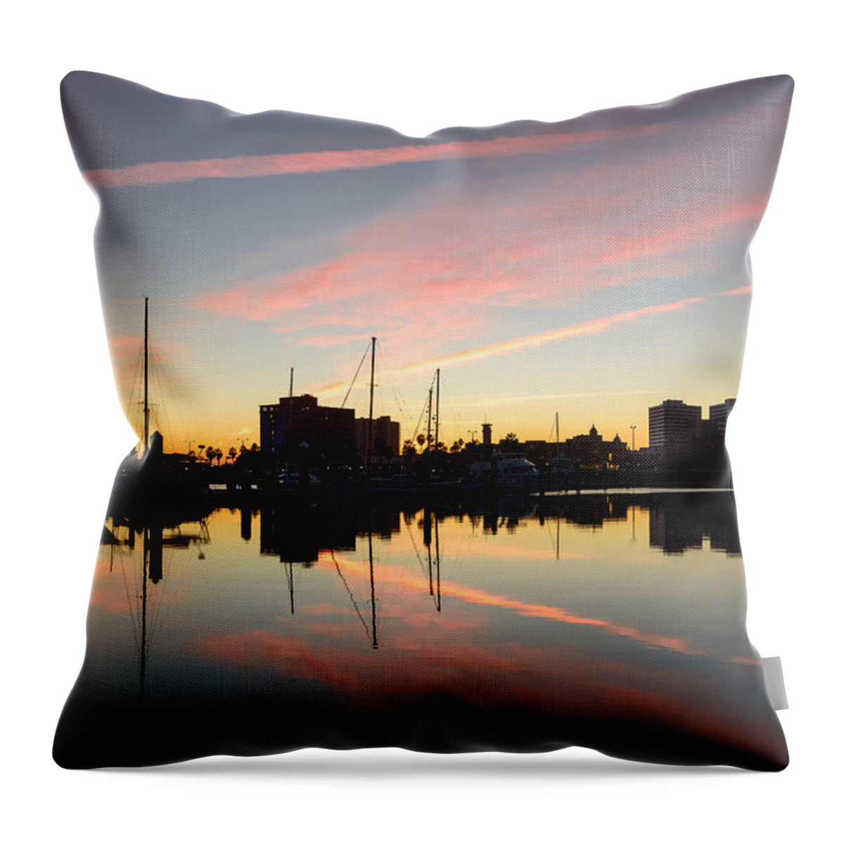 Boat Throw Pillow featuring the photograph Marina Sunset 3 by Leticia Latocki