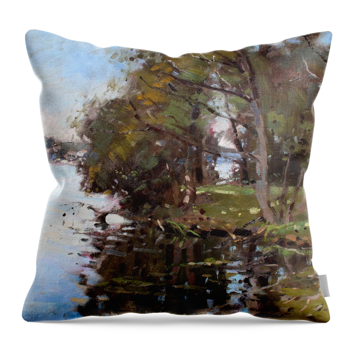 Marines Memorial Park Throw Pillow featuring the painting Marines Memorial Park by Ylli Haruni