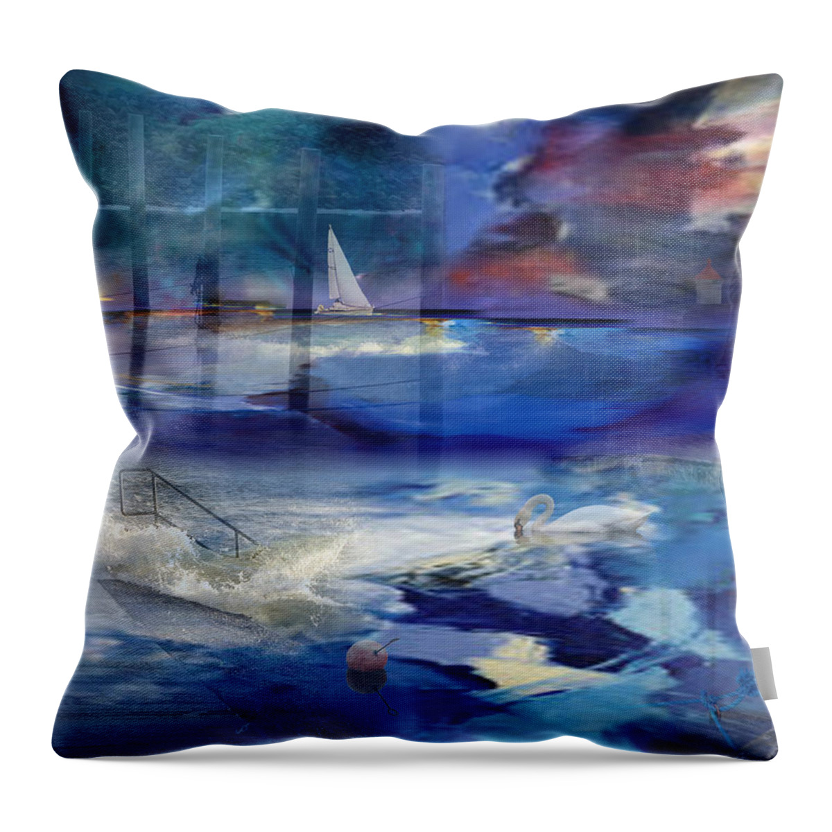 Maritime Throw Pillow featuring the digital art Maritime Fantasy by Randi Grace Nilsberg