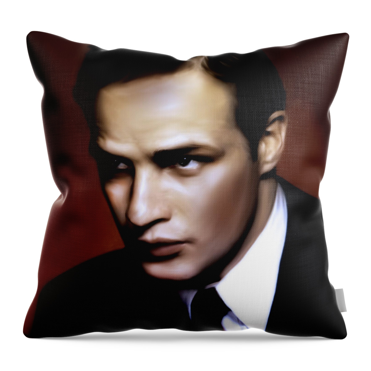 Male Throw Pillow featuring the painting Marlon Brando Tribute by Georgiana Romanovna