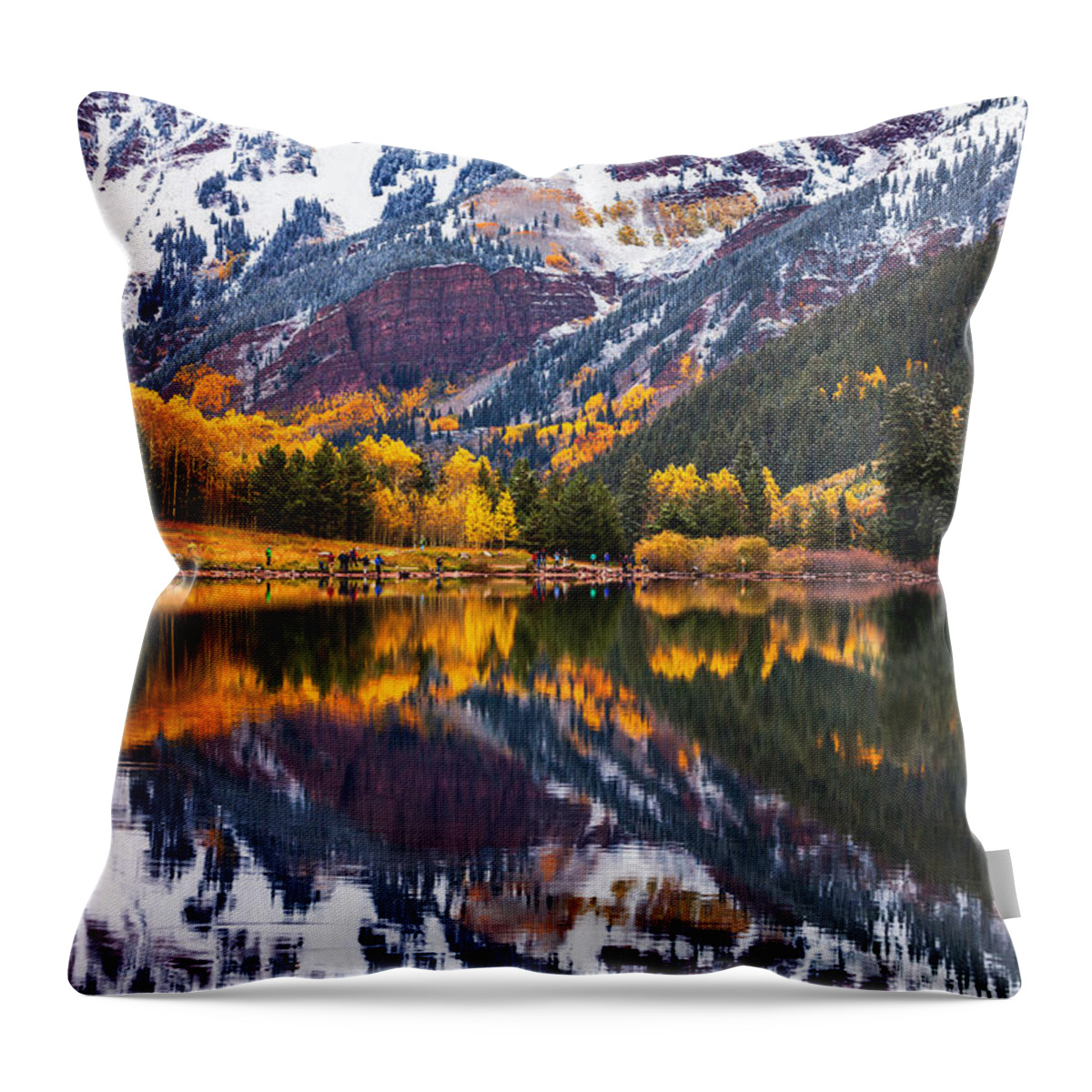 Snow Throw Pillow featuring the photograph Maroon Lake Backside by Darren White