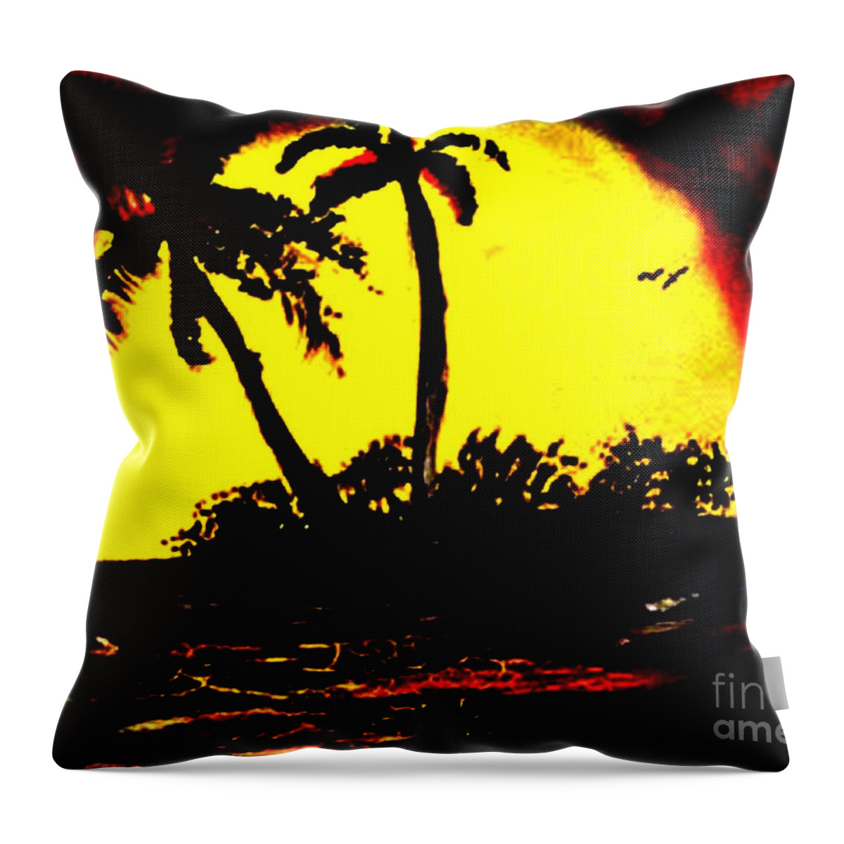Marooned On A Deserted Island Original Art By James Daugherty Throw Pillow featuring the painting Marooned On A Deserted Island Original Art by James Daugherty by James Daugherty