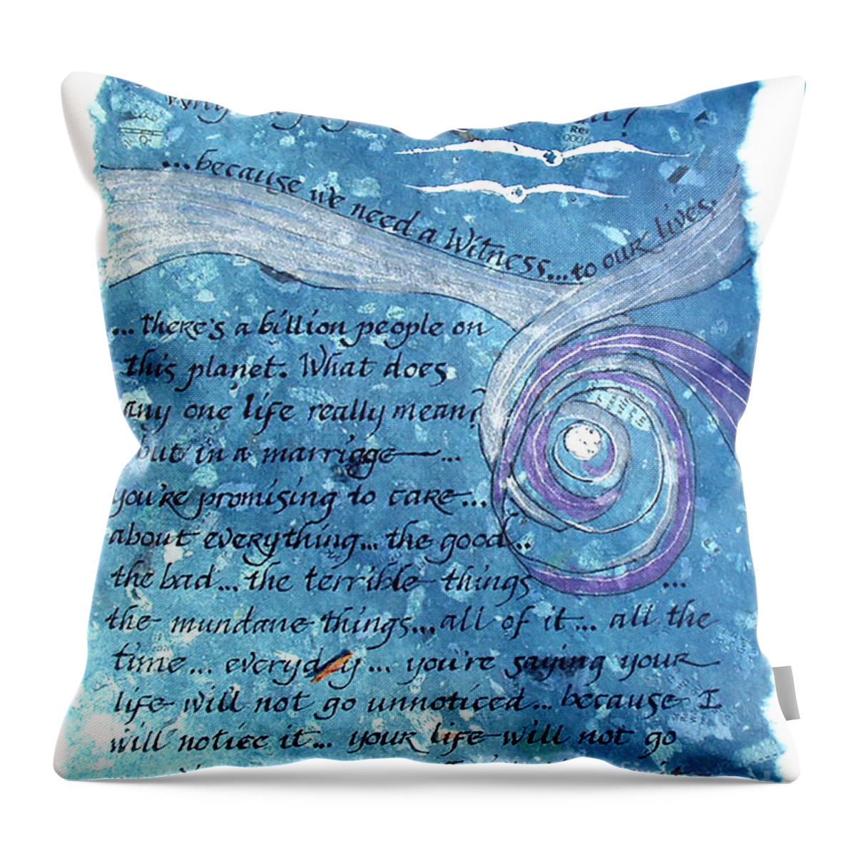 Handmade Paper Throw Pillow featuring the mixed media Marriage by Ruth Dailey
