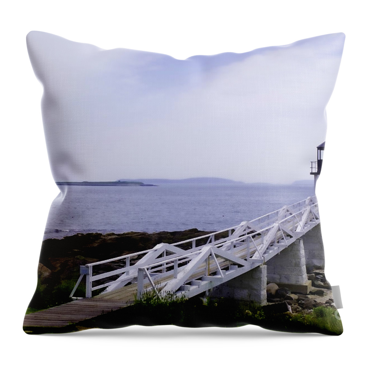 Marshall Point Light Throw Pillow featuring the photograph Marshall Point Light 1 Stylized by Patrick Fennell