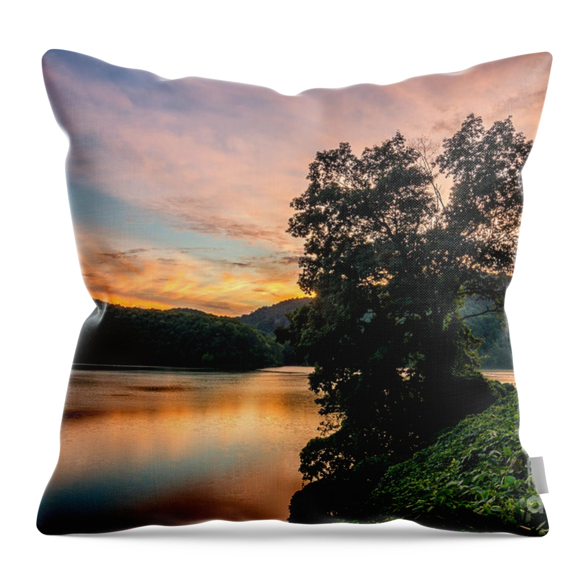 Sunset Throw Pillow featuring the photograph Martins Fork sunset by Anthony Heflin