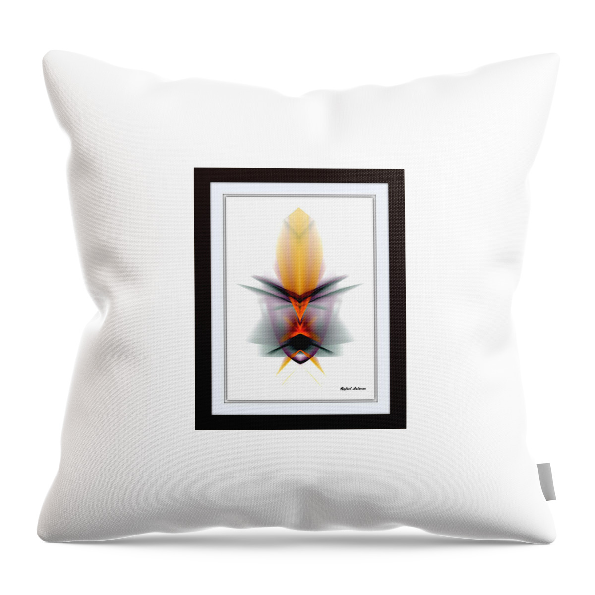 Abstract Throw Pillow featuring the mixed media Mask by Rafael Salazar