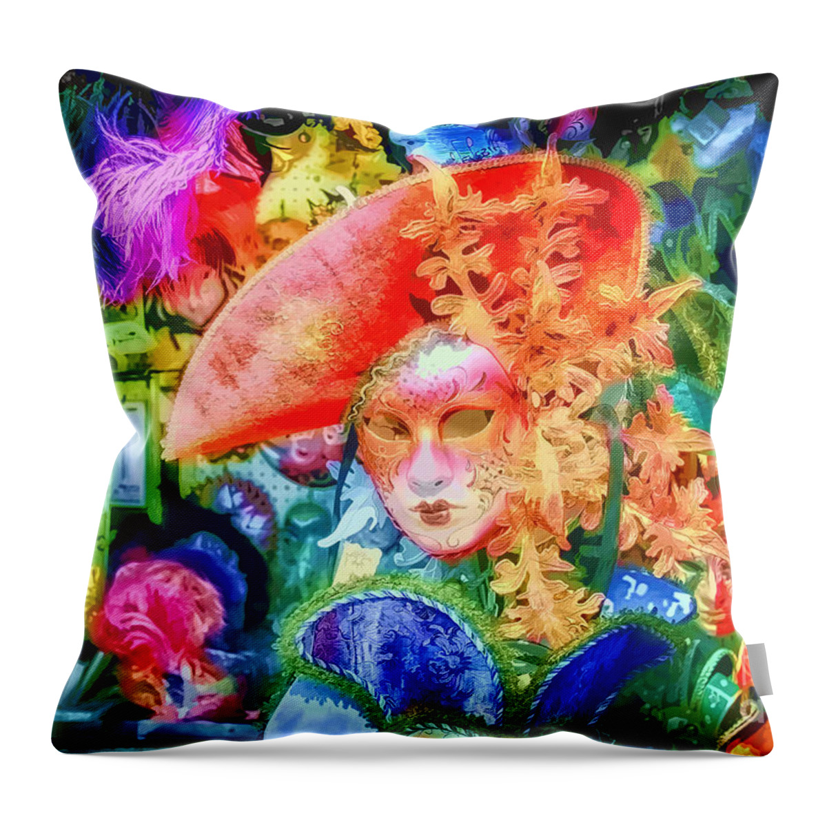 Venice Throw Pillow featuring the photograph Masks of Venice 22 by Jack Torcello