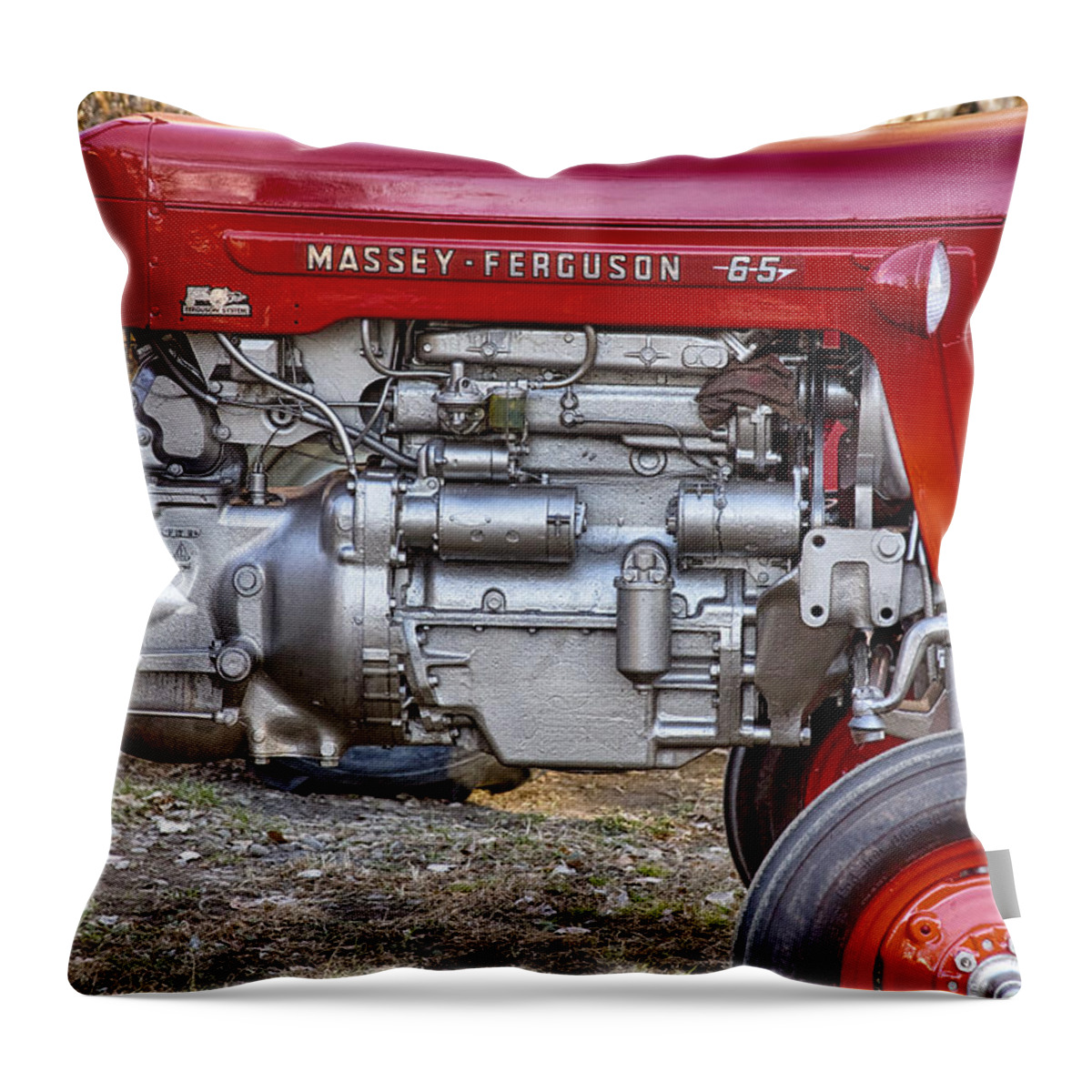 Tractor Throw Pillow featuring the photograph Massey - Feaguson 65 Engine by James BO Insogna