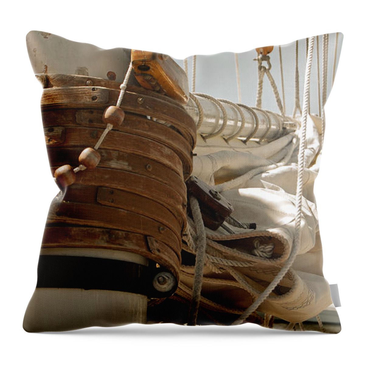 Schooner Throw Pillow featuring the photograph Mast Hoops II by Jani Freimann