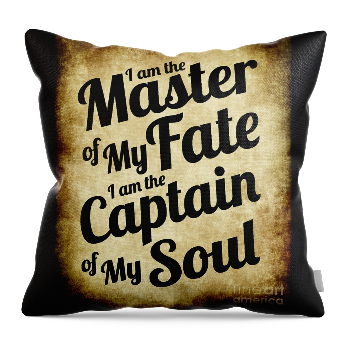Invictus Throw Pillow featuring the digital art Master of My Fate - Old Parchment Style by Ginny Gaura