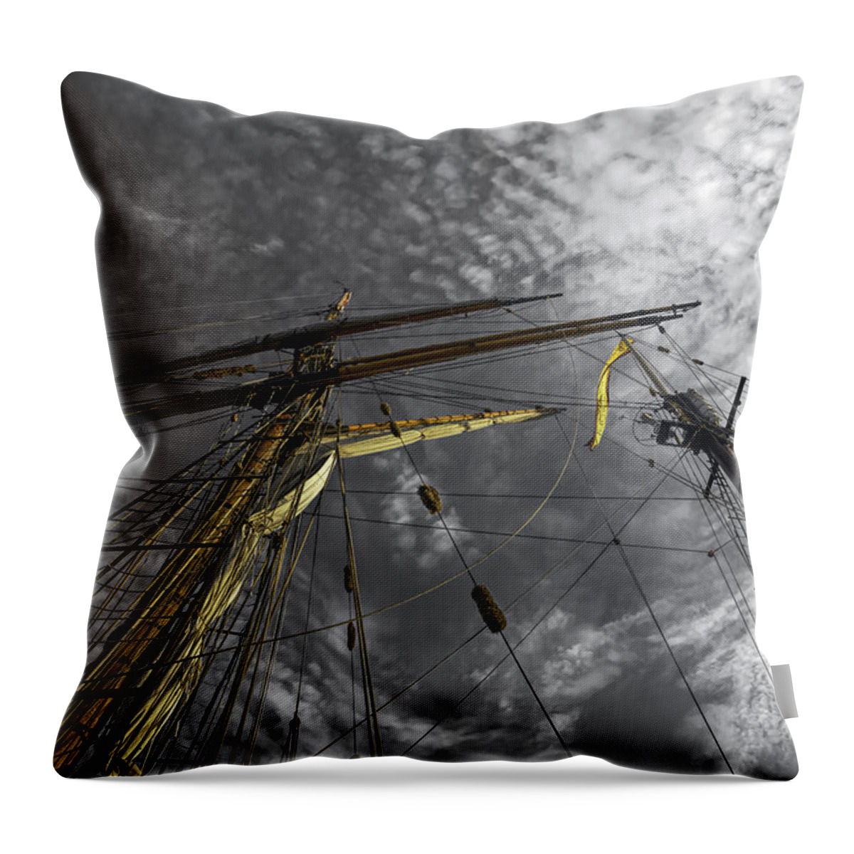 Ship Throw Pillow featuring the photograph Masts and Rigging by Richard Macquade