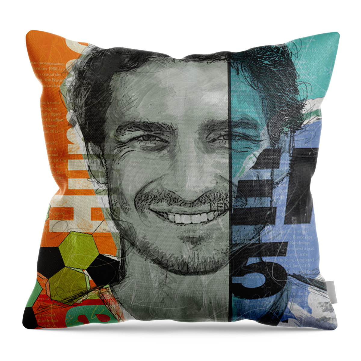 Cristiano Ronaldo Throw Pillow featuring the painting Mats Hummels - B by Corporate Art Task Force