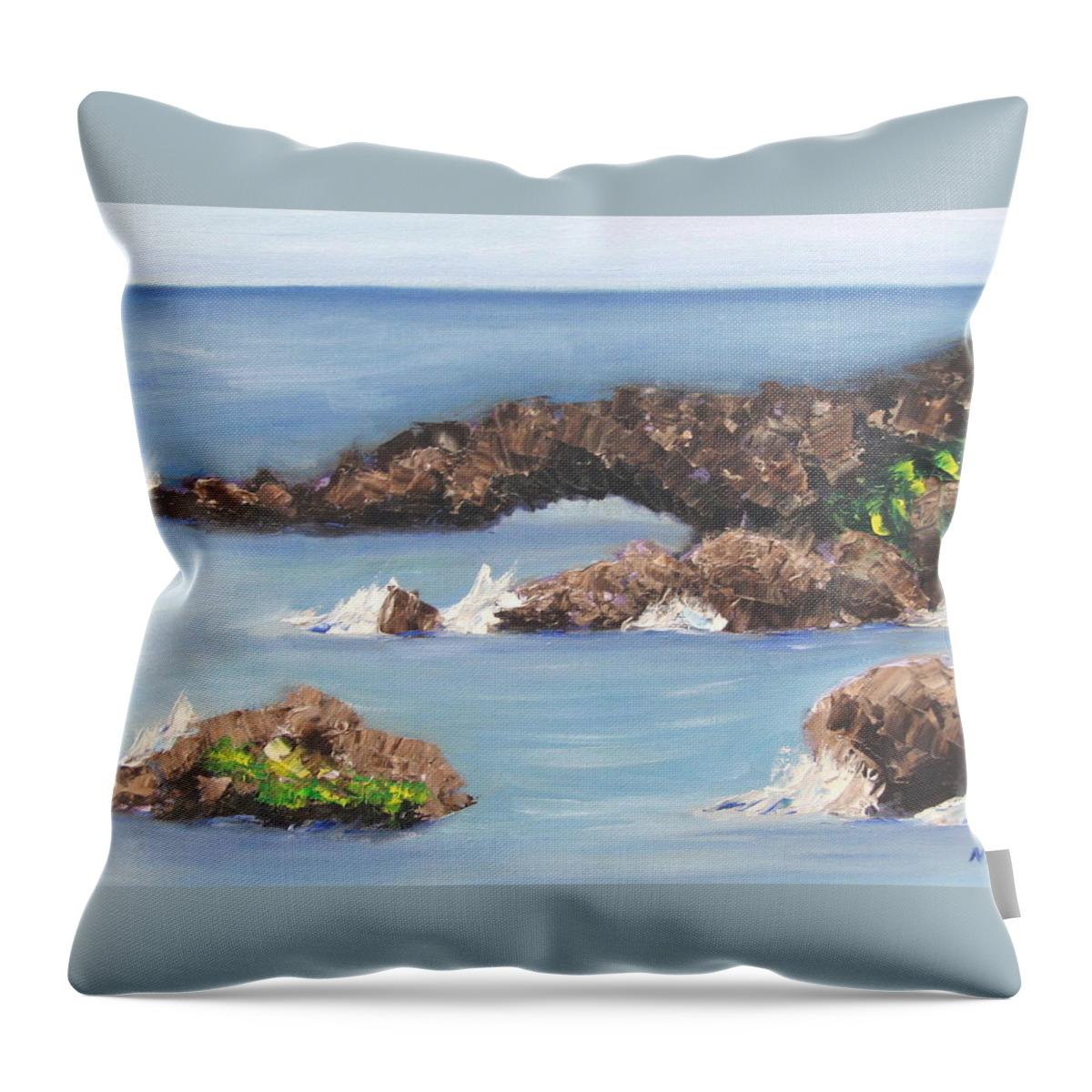Maui Throw Pillow featuring the photograph Maui Rock Bridge by Natalie Rotman Cote