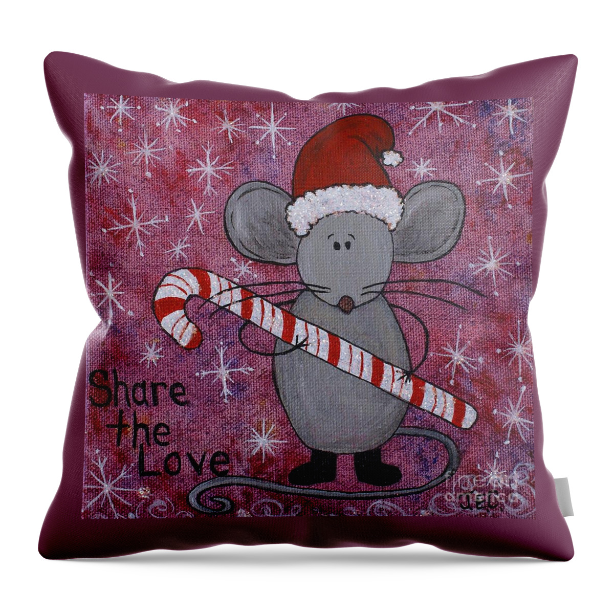Christmas Throw Pillow featuring the painting Max the Mouse by Jane Chesnut