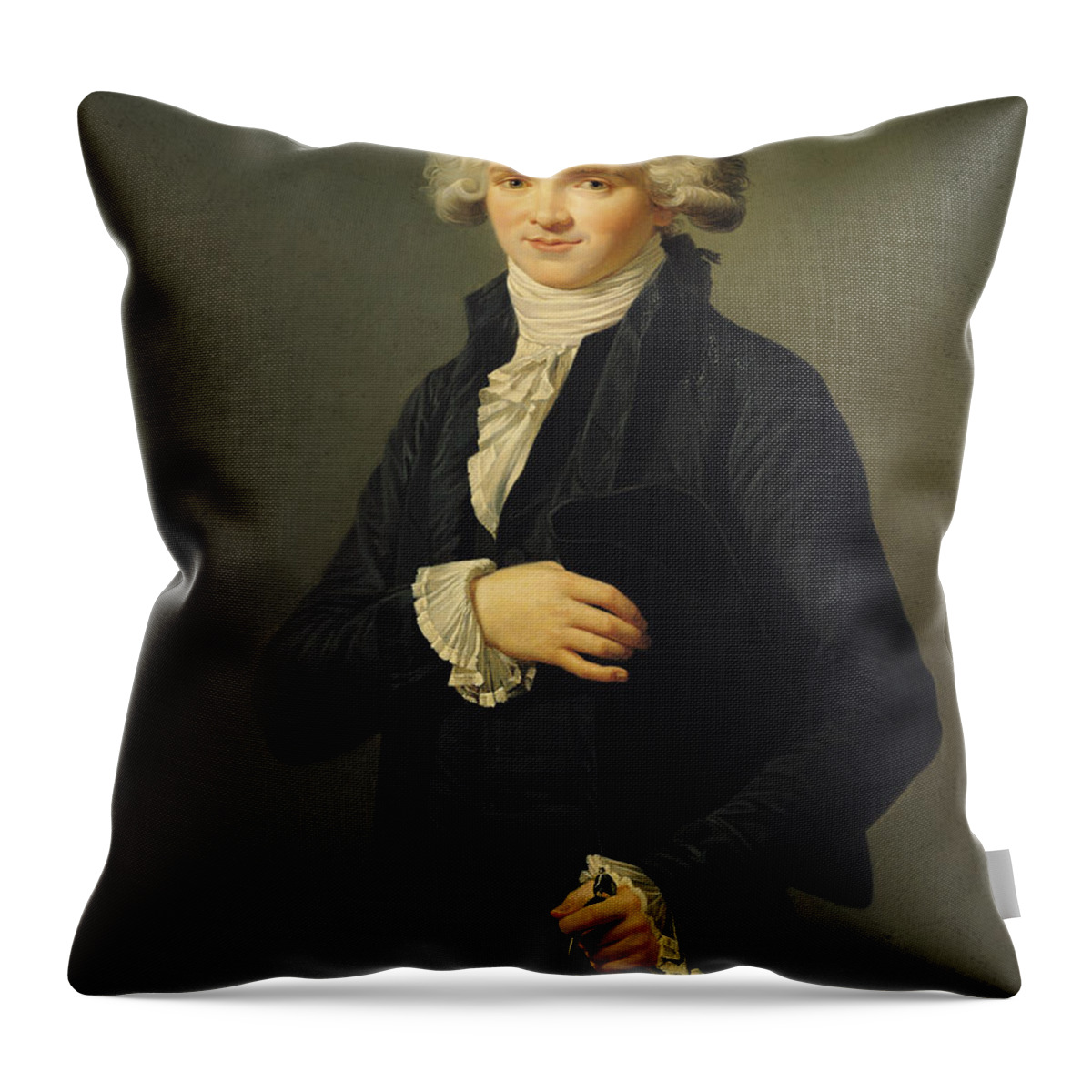 Male Throw Pillow featuring the painting Maximilien de Robespierre by Pierre Roch Vigneron
