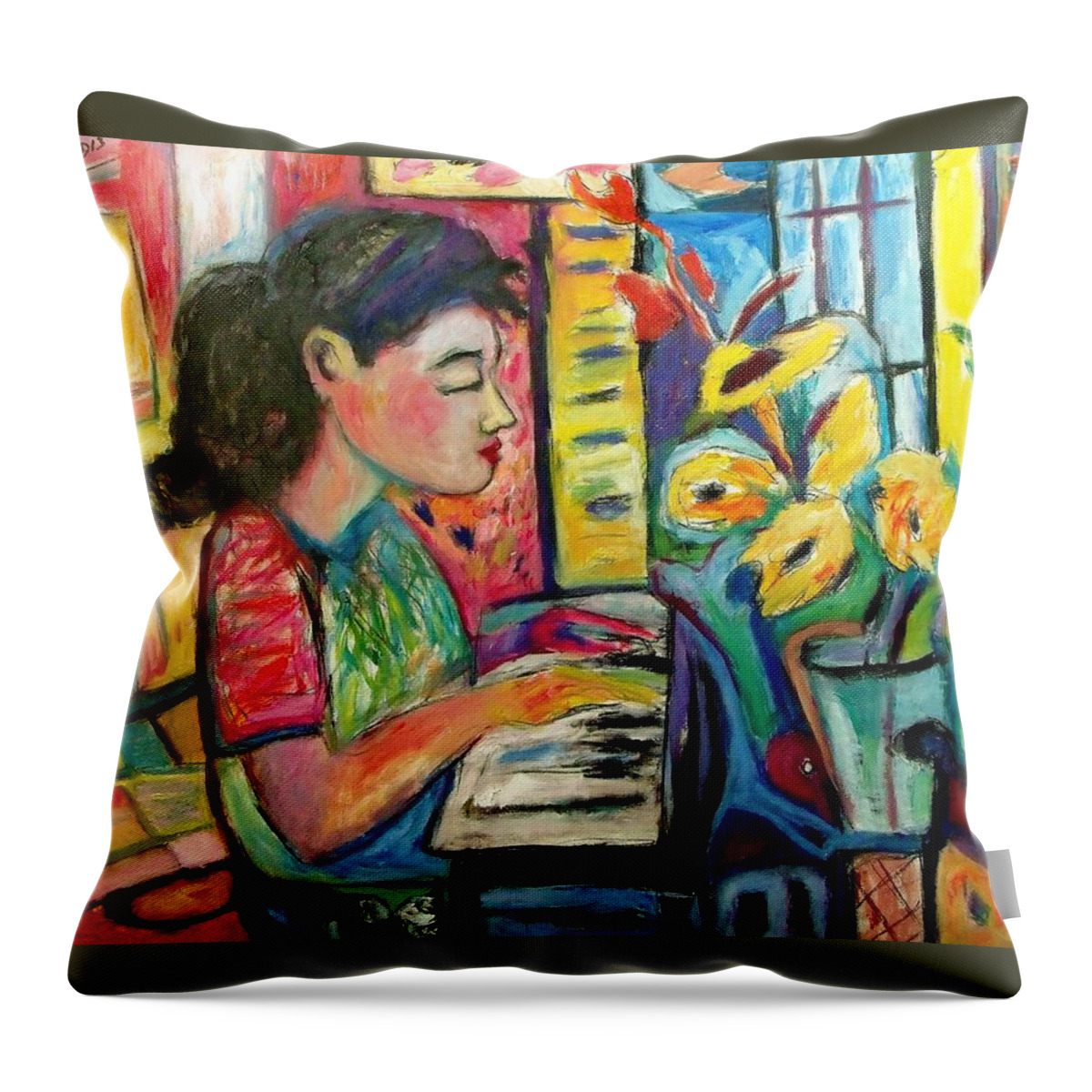 Still Life Throw Pillow featuring the painting May dreams by Mykul Anjelo