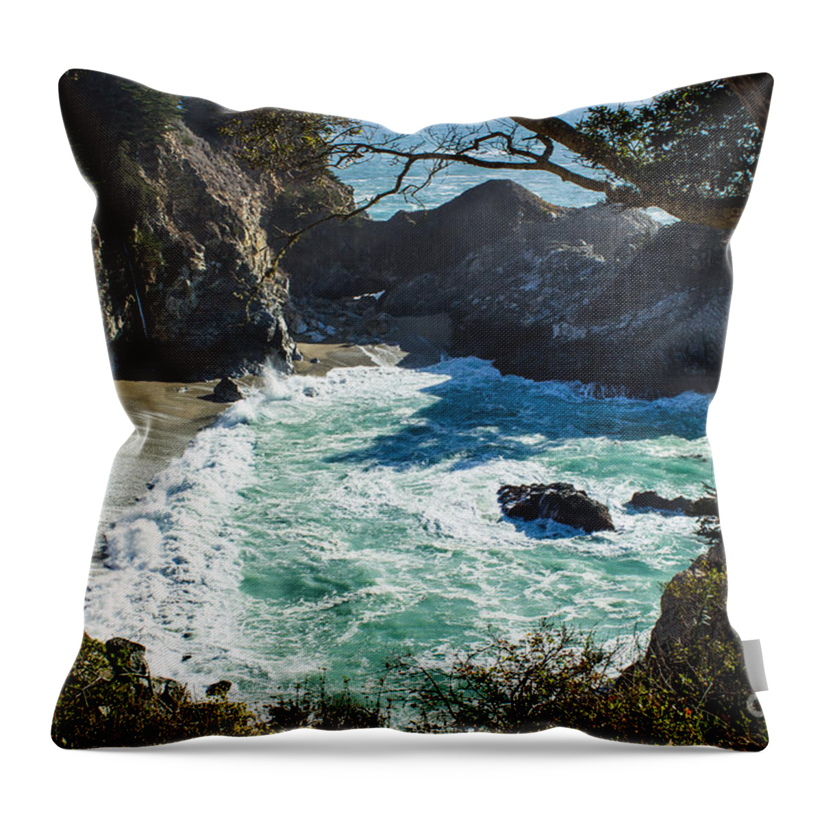 Mcway Falls Throw Pillow featuring the photograph Mc Way Falls Cove by Suzanne Luft
