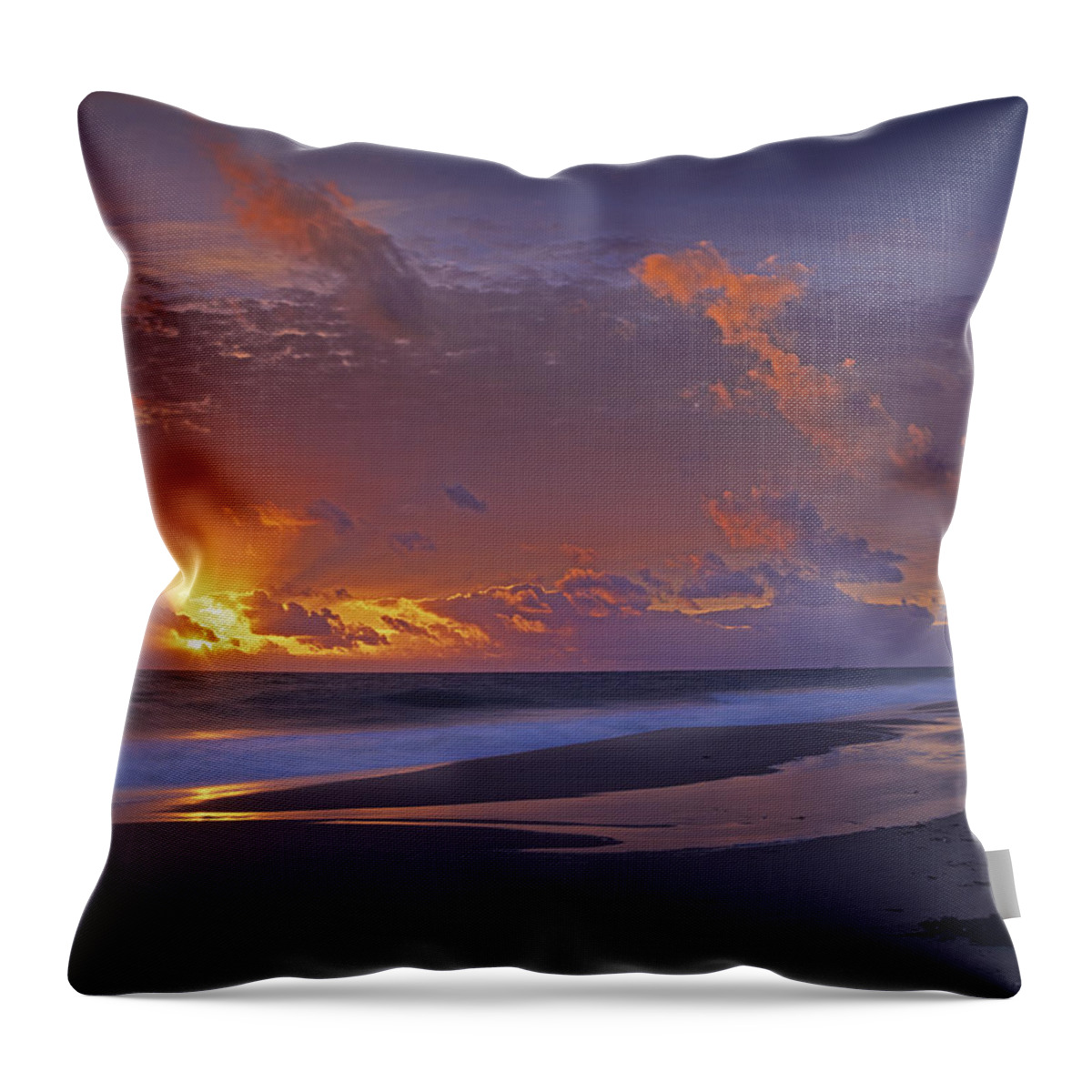 00175852 Throw Pillow featuring the photograph McArthur Beach At Sunrise by Tim Fitzharris