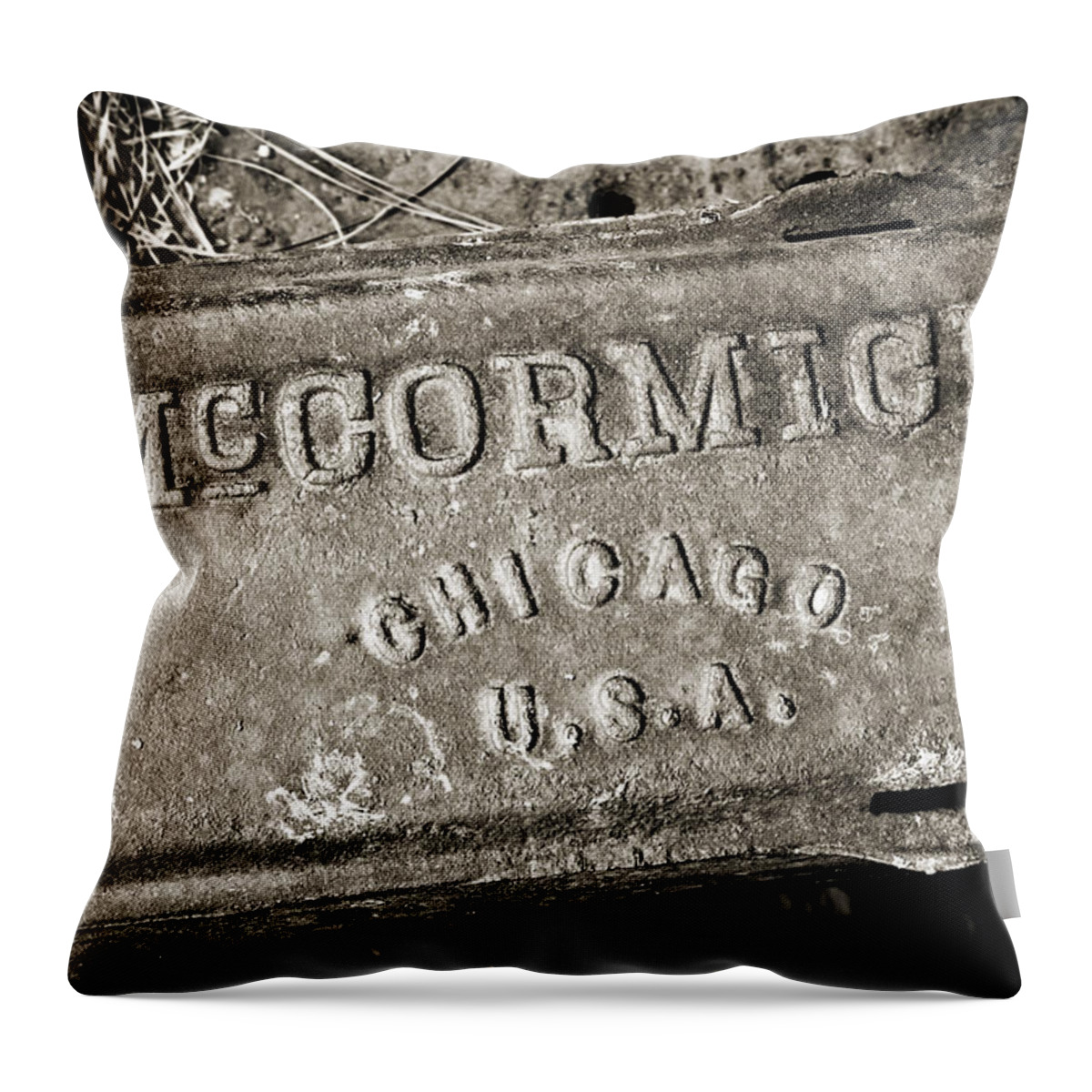 Mccormick Throw Pillow featuring the photograph McCormick - sepia by Scott Pellegrin