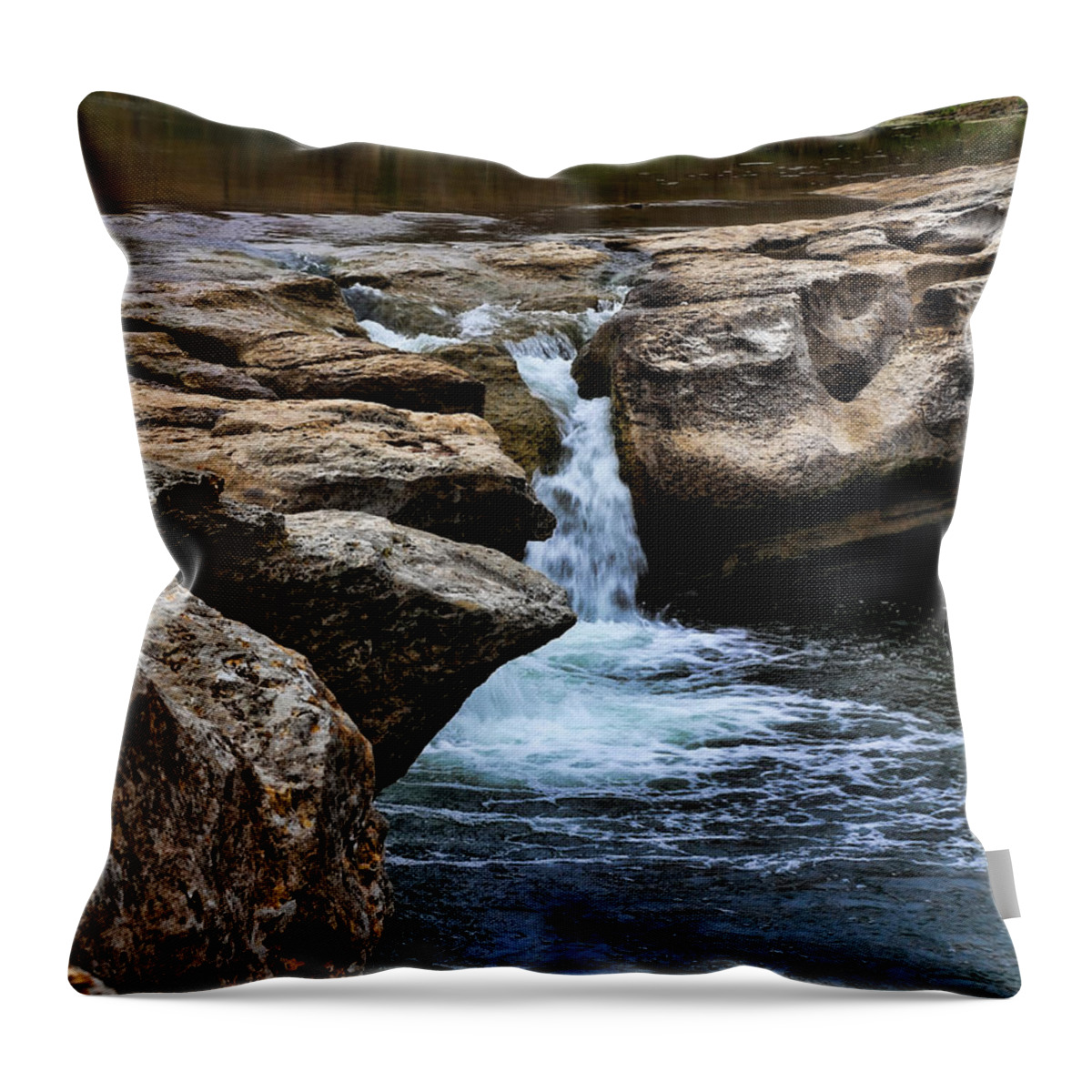 Mckinney Falls State Park Throw Pillow featuring the photograph McKinney Falls State Park-Upper Falls 2 by Judy Vincent