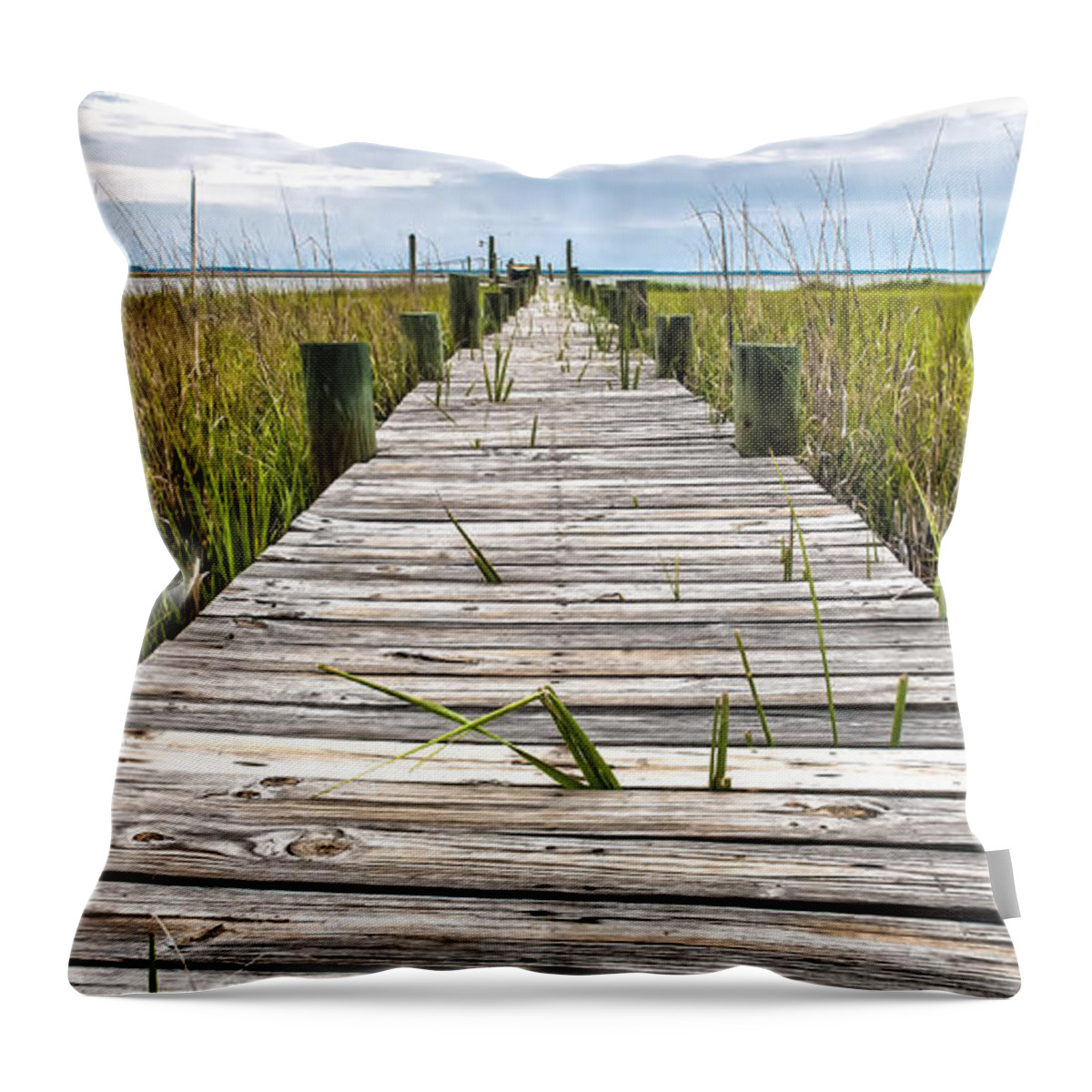 Chisolm Island Throw Pillow featuring the photograph McTeer Dock by Scott C Hansen