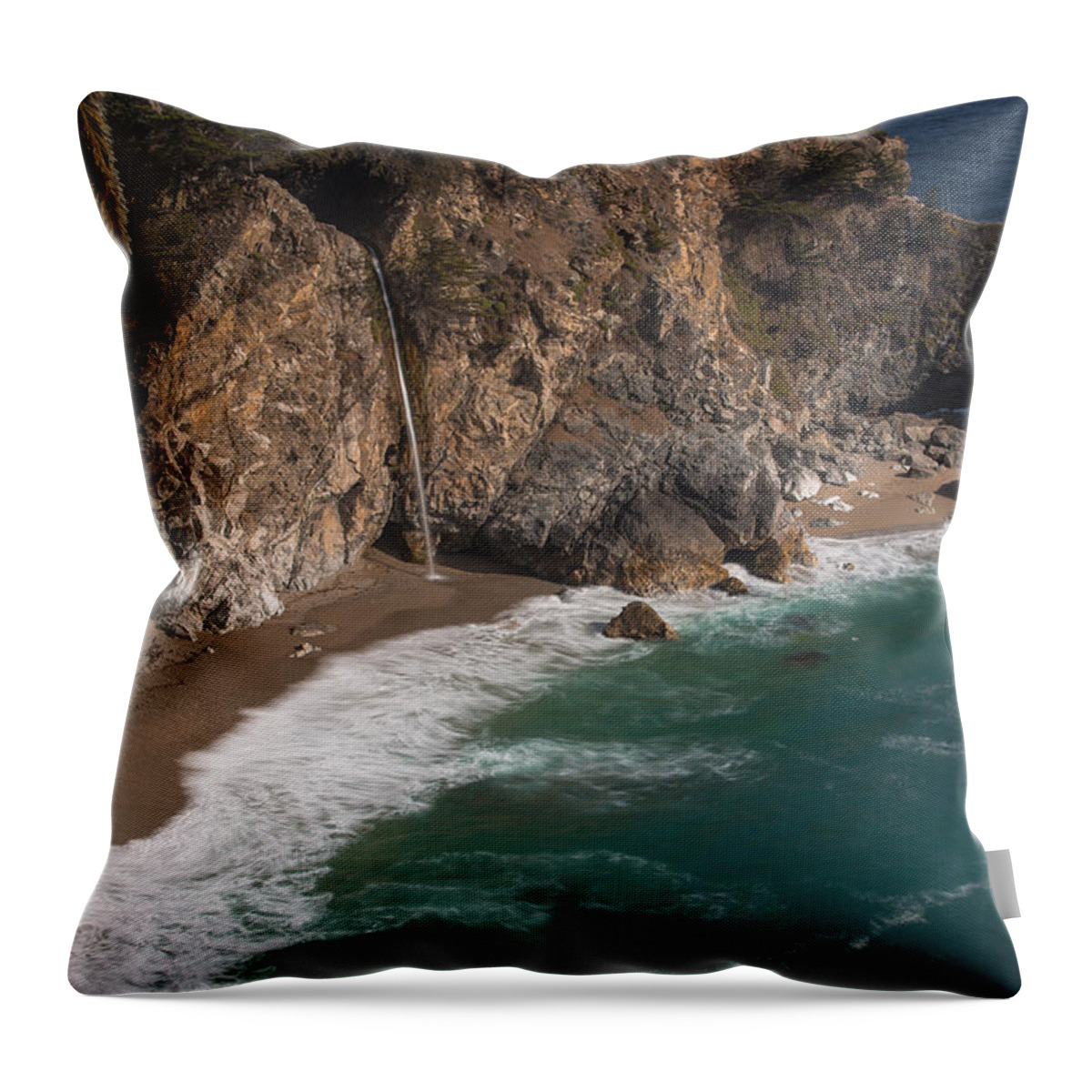 Big Sur Throw Pillow featuring the photograph McVay Falls... Big Sur by Tim Bryan