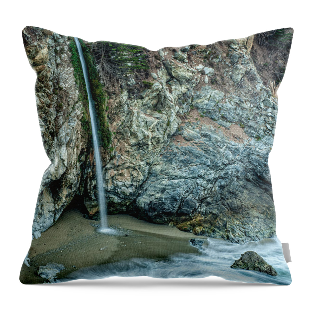 Big Sur Throw Pillow featuring the photograph McWay Falls by George Buxbaum