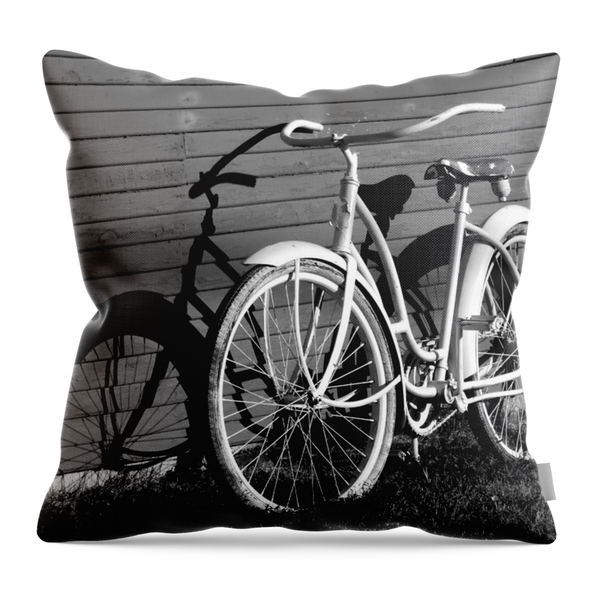 Black And White Throw Pillow featuring the photograph Me and My Shadow B W by David T Wilkinson