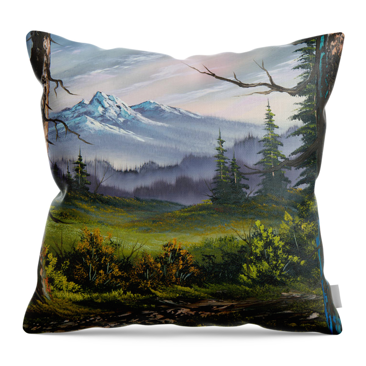 Landscape Throw Pillow featuring the painting Meadow View by Chris Steele