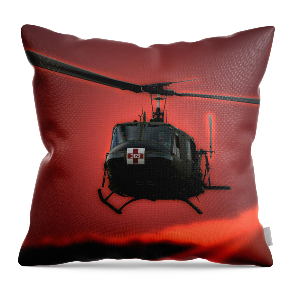 Dust Off Throw Pillow featuring the photograph Medevac the Sound of Hope by Thomas Woolworth
