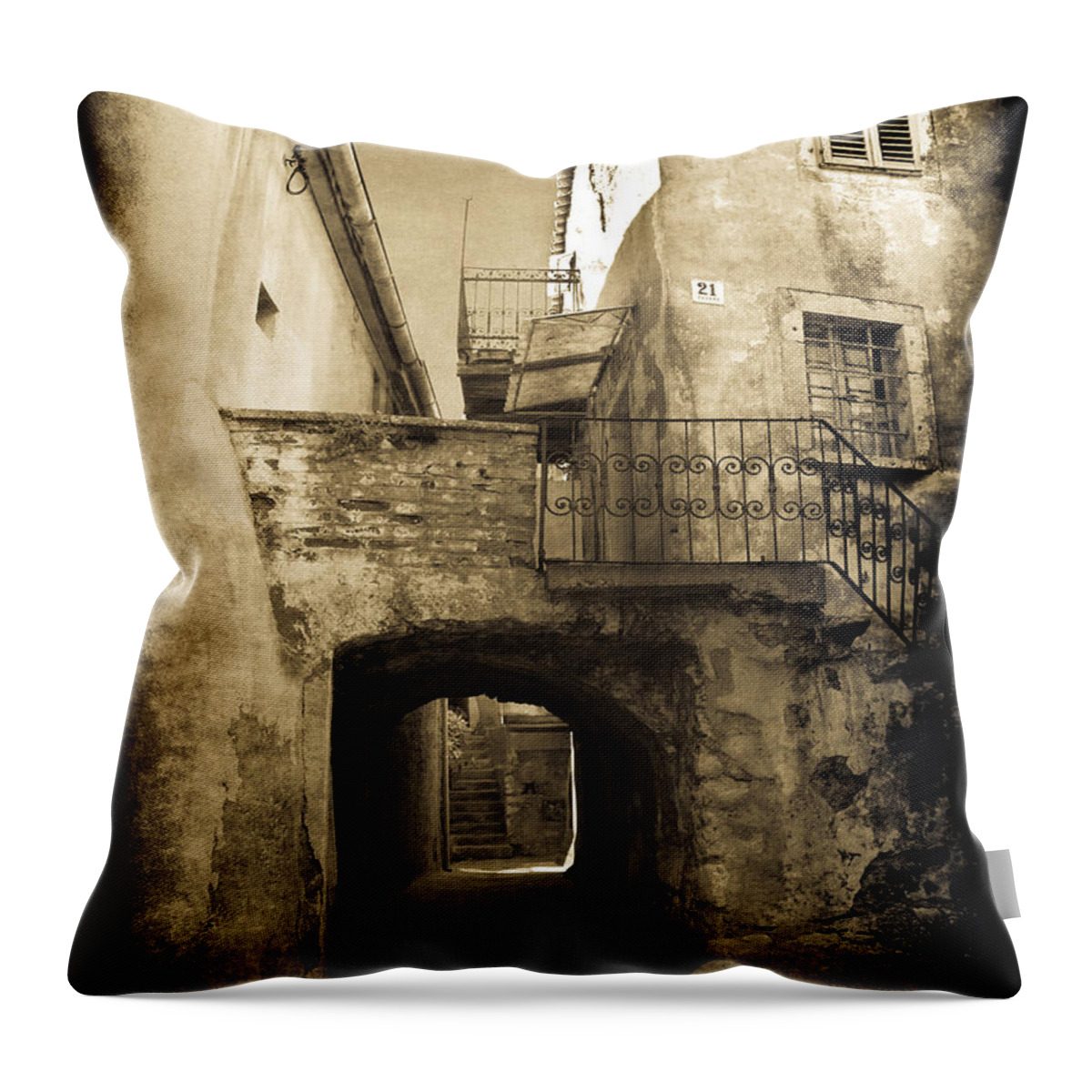 Pictorial Throw Pillow featuring the photograph Medieval Croatia by Jennifer Wright