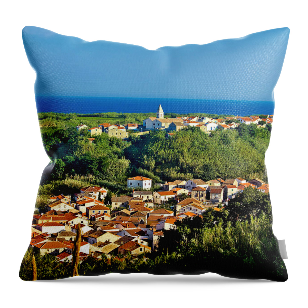 Croatia Throw Pillow featuring the photograph Mediterranean town of Susak Croatia by Brch Photography