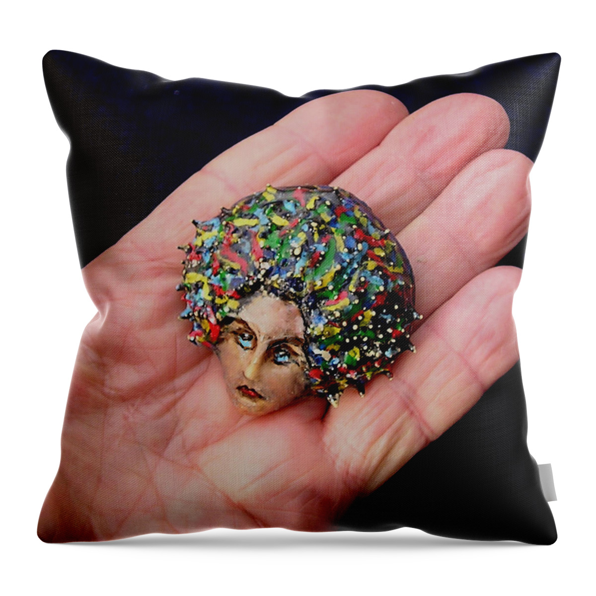 Cameo Throw Pillow featuring the sculpture Medusa Cameo I by Roger Swezey