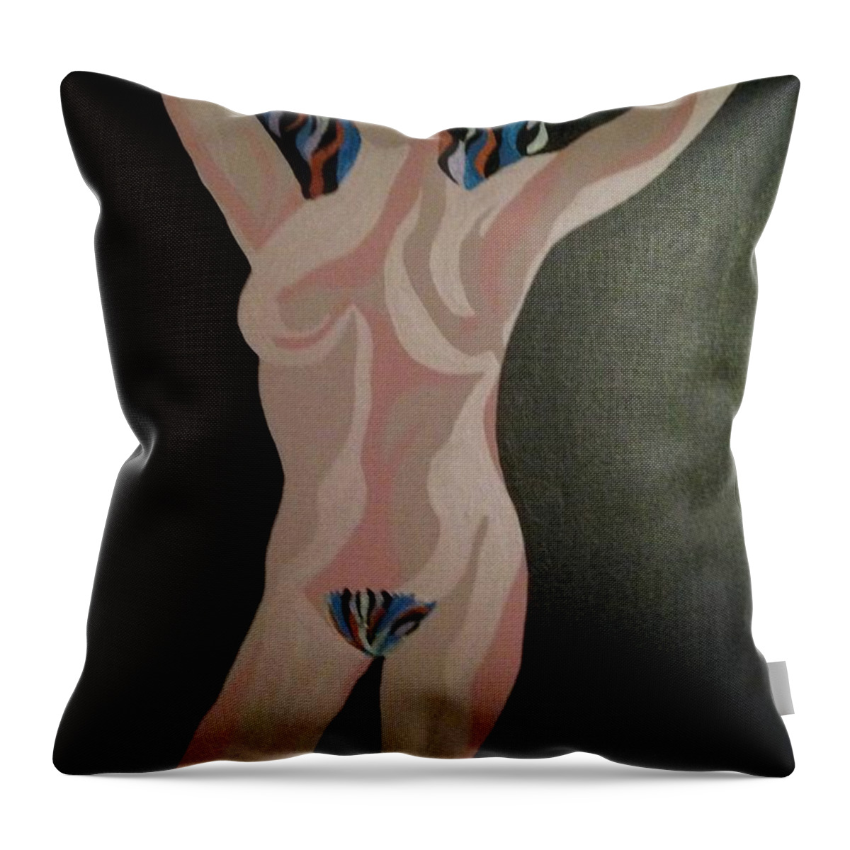 Hair Throw Pillow featuring the painting Medusa by Erika Jean Chamberlin
