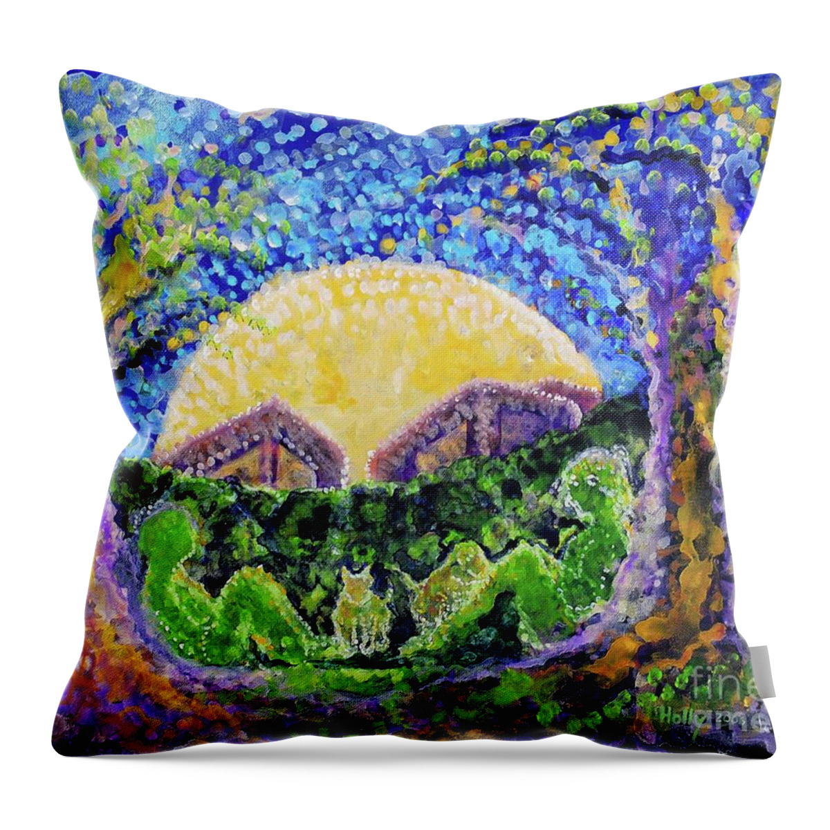 Moon Throw Pillow featuring the painting Meet Me by Holly Carmichael