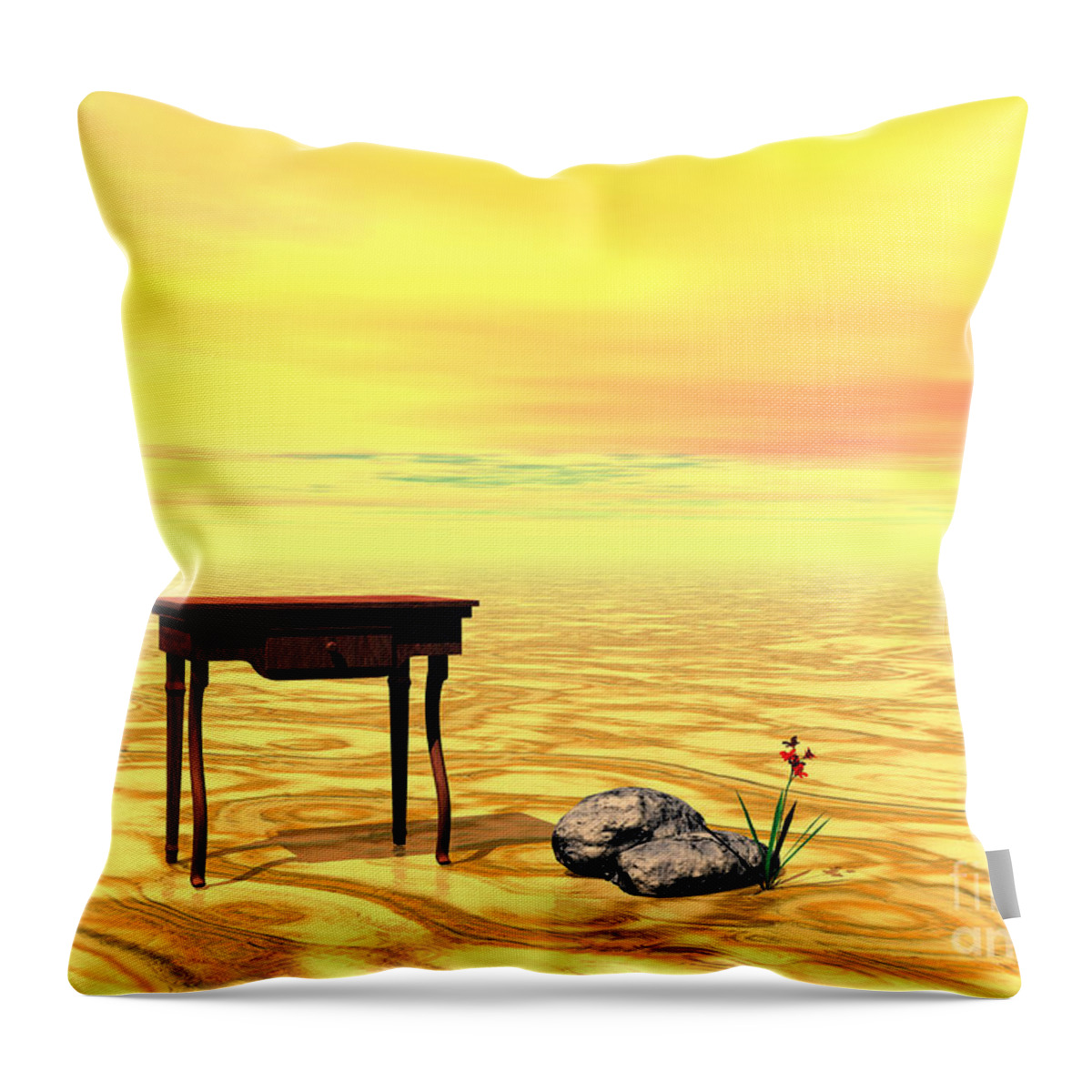 Art Throw Pillow featuring the digital art Meeting on plain - Surrealism by Sipo Liimatainen