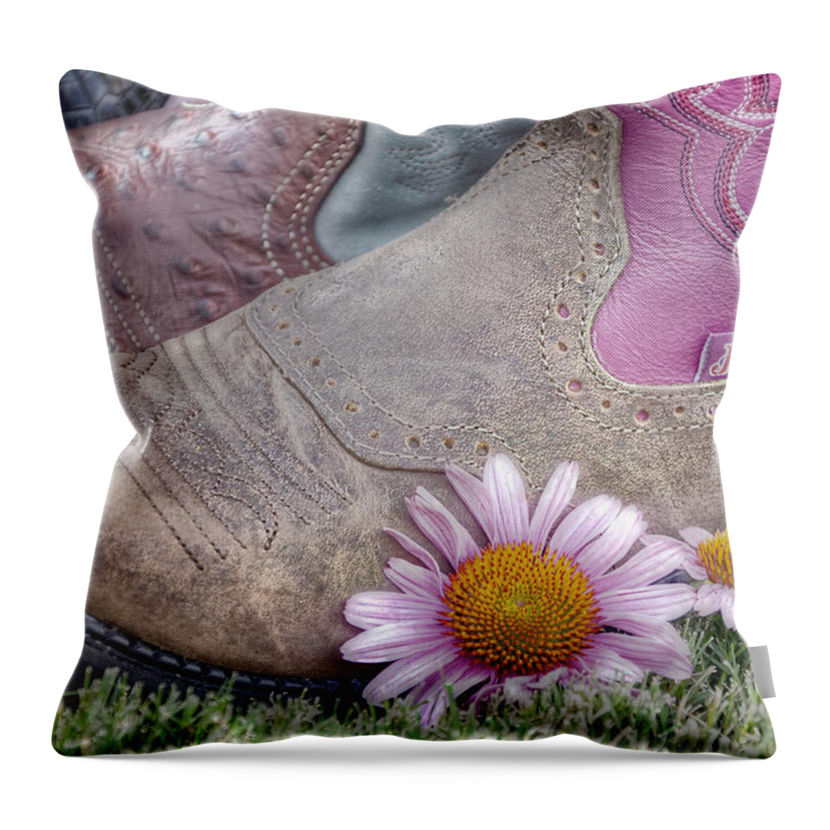 Clothing Throw Pillow featuring the photograph Megaboots by Joan Carroll