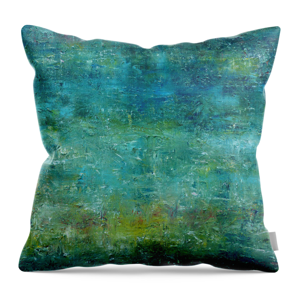 Abstract Throw Pillow featuring the painting Memories by Derek Kaplan