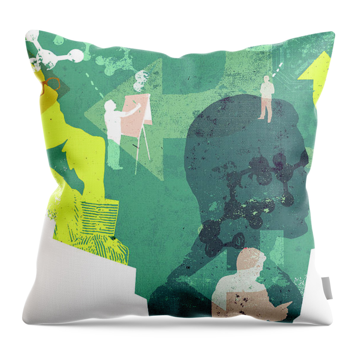 Access Throw Pillow featuring the photograph Men Connected By Arrows, Circuit Board by Ikon Ikon Images